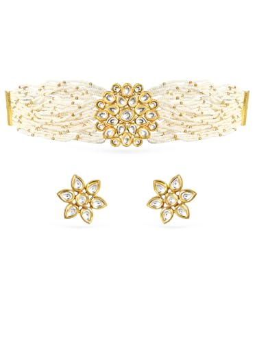 Image of Rubans Choker Necklace Set Kundan Traditional Stylish Jewellery Gift for Women & Girls