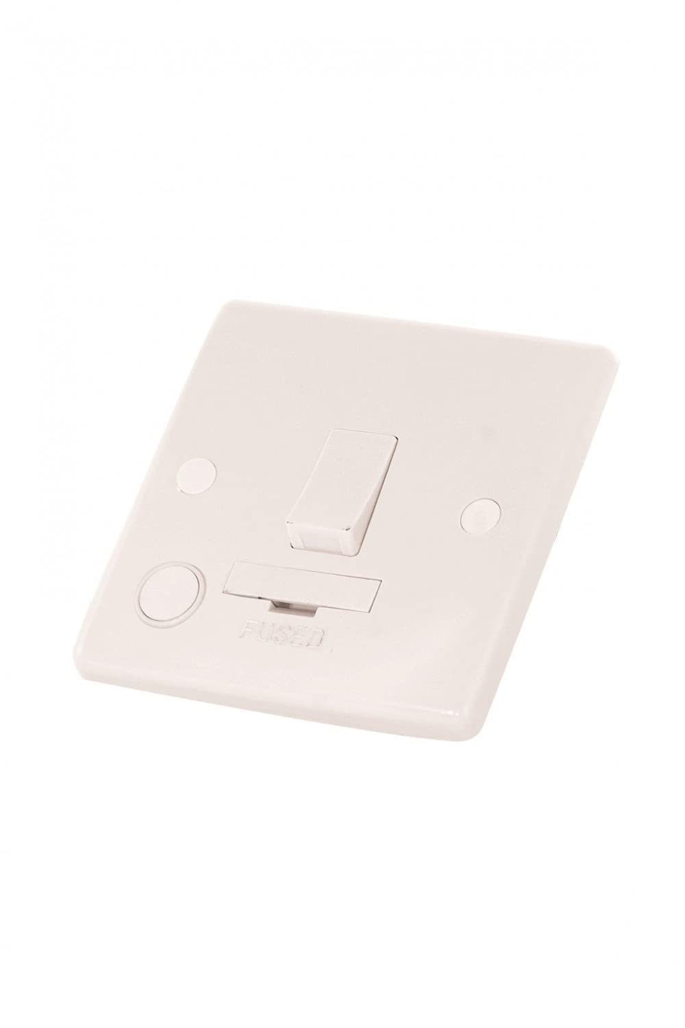 Selectric Soft Edged Switched Fuse Spur Unit Double Pole 1 Gang with Flex Outlet 13Amp White