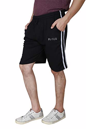Image of Particle Men's Plus Size & Big Size Cotton Bermuda Shorts | 230 GSM Ribbed Fabric | Half Pants with Double Side Stripes (Waist 36-52 Inch) | Round Pocket