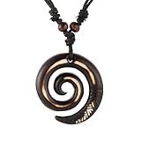 Il ciondolo a spirale è realizzato in resina naturale, tipo di cordino: filo cerato e perline di legno sono regolabili, perfetto anche per tribali o boho o anche vestiti.