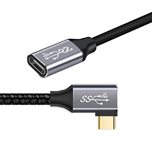 CY 3M 10Gbps USB-C USB 3.1 Type C Gen2 Male to Male Data Cable with E-Marker for Tablet & Phone & Laptop, Right Angled, 1.0M