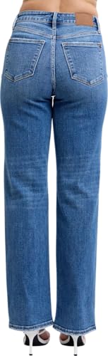 Judy Blue Women's High Rise V-Front Waistband Vintage Wash Straight Jeans2