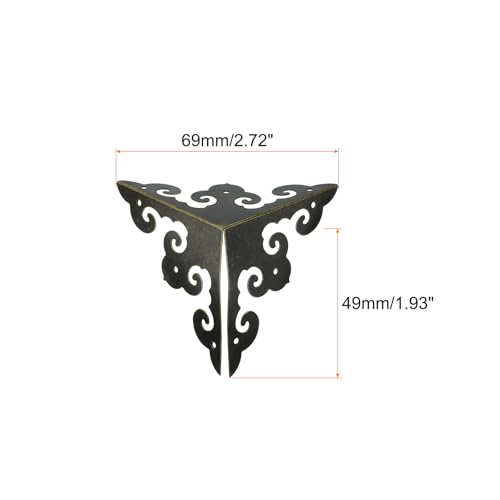 Image of uxcell 20 Pcs Decorative Box Corner Cover, 49mm Metal Edge Guard, Furniture Corner Edges Protector with Screws, Bronze