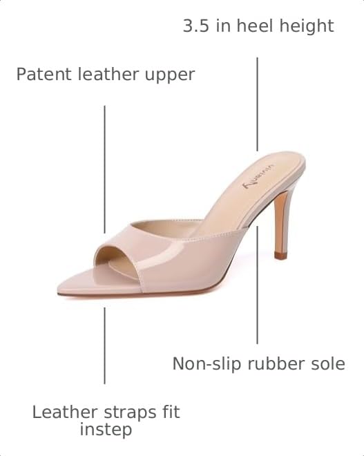 Image of vivianly Clear Pointed Toe Heels Sandals Transparent Strap Stiletto High Heels Slip on Mules for Women