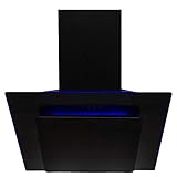 SIA AGE61BL 60cm Black Glass Angled Kitchen Cooker Hood Chimney Extractor Fan With Red Blue And Green LED Edge Lit Mood Lighting - Image 5
