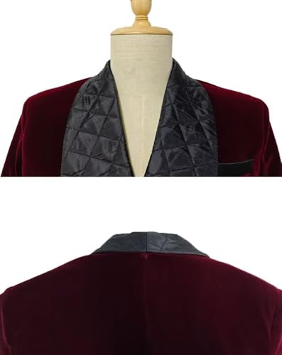 Men's Long Velvet Smoking Jacket with Belt Double Breasted Shawl Lapel Robe Quilted Wedding Dinner Prom Blazer ASDF184
