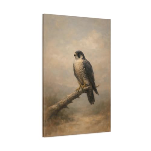 Tableau Faucon Pèlerin 60x90 cm poster oiseaux marron et gris pour décoration murale verticale