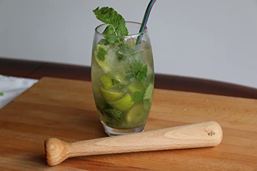 Efo Wooden Muddler For Cocktails – Durable Wood Ice Crusher – Stylish Wooden Mojito Muddler Bar Tool – Handy Cocktail Muddler- Perfect Masher Kitchen Tool For Garlic Avocado Herbs And Fruits #TOP1
