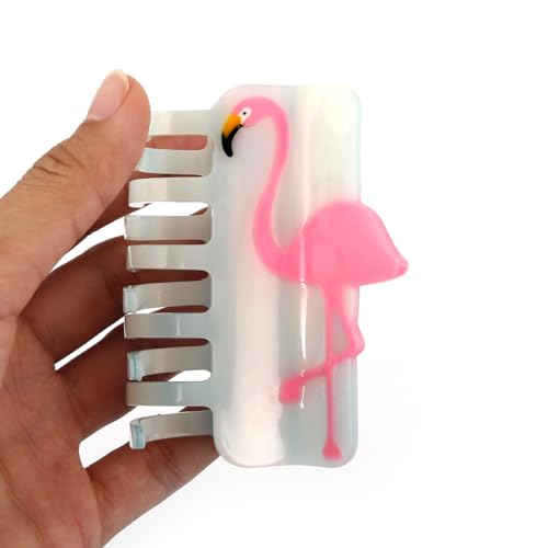 Pink and Purple Iridescent Flamingo Hair Claw Clip Personalized Acetate Novelty Hair Claw for Women Gift 1 Piece