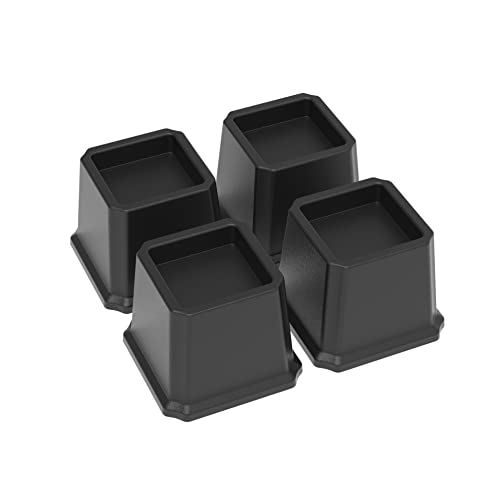 Napnapday Bed Risers 3 Inch Heavy Duty Bed Furniture Elevators, 1,500 lbs Lifts Up Riser for Sofa and Table Set of 4, Black