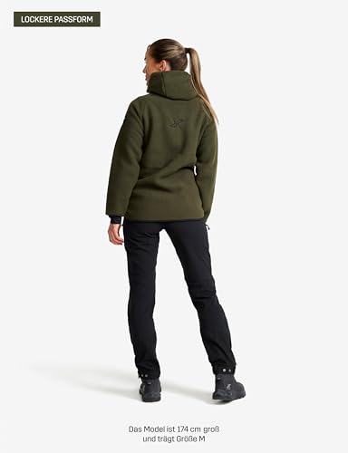 RevolutionRace Sherpa Hoodie für Damen, Outdoor Fleecejacken perfekt für Wanderungen und Outdoor-Abenteuer, Forest Night, M