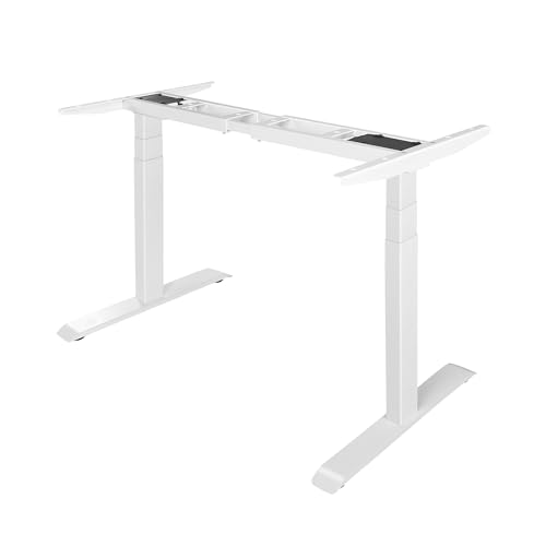 Image of Fromann Dual Motor Electric Standing Desk Frame 3 Tier Legs Height Adjustable Handset with USB A+ C Ports Sit Stand up Desk Base for Home and Office (White)