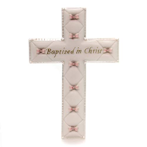 Image of Roman Baby Nursery inchBaptized in Christ inch Baptism Wall Cross, Bless this child, Baptized in Christ, Christening Keepsake Gift (Baby Girl Pink))