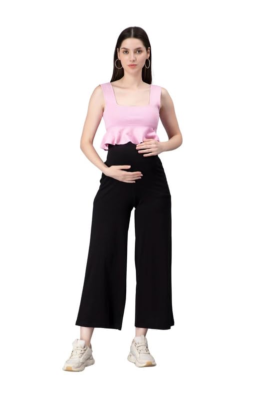 nightspree Women's Cotton Hoisery Elastic Waistband Over The Belly Mom to be Maternity Leggings|Pant|Palazzo, Super Soft Comfortable with Pocket (3061-Maternity-Pant)-picture-17