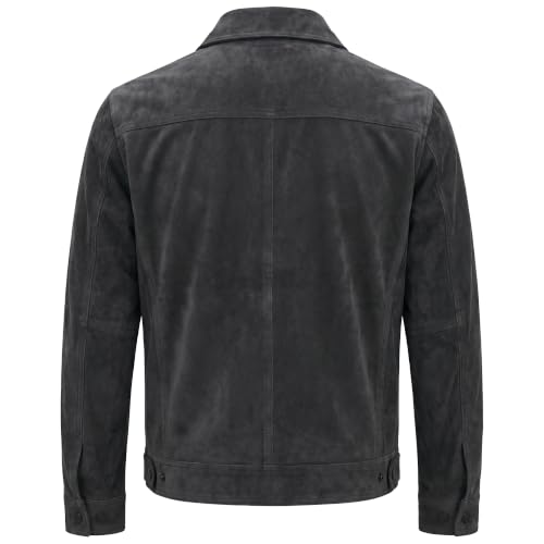Image of Men's Suede Leather Jacket Real Lambskin Suede Casual Leather Jackets For Men Suede Trucker Coat for Mens