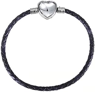 KunBead Jewelry Heart Clasp Leather Charm Bracelets for Women Girls Charms Jewellery Making