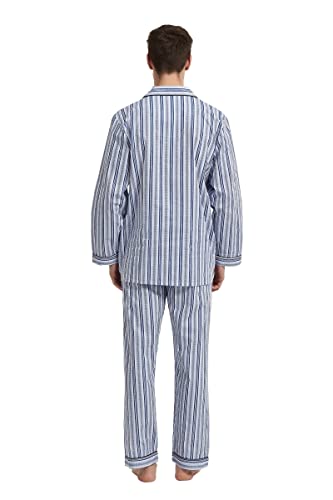 Image of GLOBAL Mens Pajamas Set, 100% Cotton Woven Drawstring Sleepwear Set with Top and Pants /Bottoms