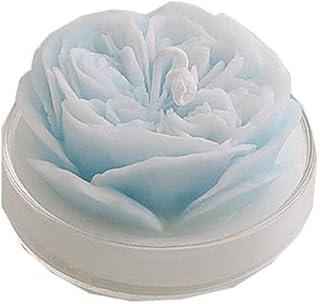 2Pcs Handmade Flower Shaped Candles Rose Tealight Candles Mini Delicate Candles Romantic Rose Petals Candles for Party Decoration Wedding Gift Bathroom Decoration (Blue)