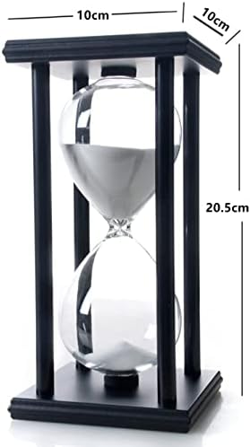 JIEHET 60 Minutes Hourglass Timer, Black Wooden Frame Sand Timer Clock, 60 Min White Sand Sandglass Timer for Children Room Birthday Tea Coffee Table Book Desk Shelf School Game Wedding Decor