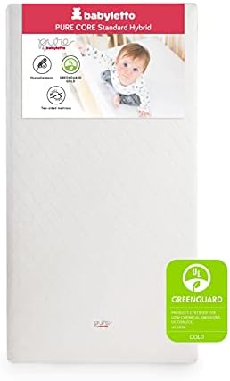 Babyletto Pure Core Crib Mattress, Hybrid Quilted Waterproof Cover, 2-Stage, Greenguard Gold Certified