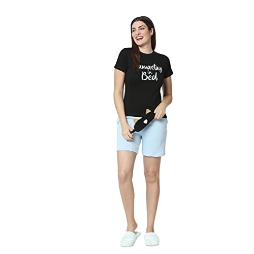 Image of Bewakoof Women's Printed Black Lounge T-Shirt