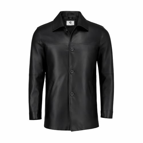 TLC Fashion Leather Trench Coat Men 3/4 Length Premium Lambskin