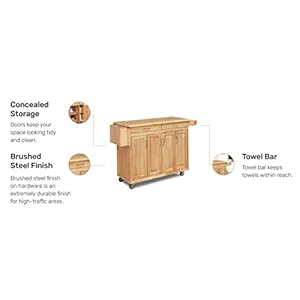 Homestyles General Line Kitchen Mobile Cart with Drop Leaf Breakfast Bar, 54 Inches Wide, Natural Hardwood, FURNITURE Homestyles General Line Kitchen Mobile Cart with Drop Leaf Breakfast Bar 54 Inches Wide Natural Hardwood FURNITURE