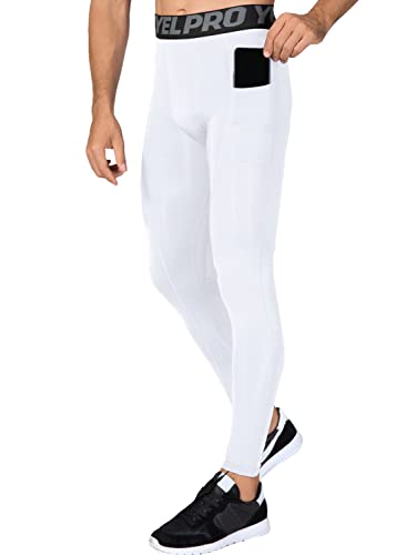 Yuerlian 1 or 3 Pack Men's Compression Pants Running Tights Workout Leggings Cool Dry Yoga Gym Pants with Pocket3