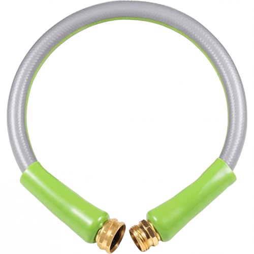 SheeChung Short Garden Hose 2ft x 5/8 Leader Hose for Hose Reel Faucet Short RV Water Hose Heavy Duty Lightweight Rubber Small Hose Hose Extension 3/4Brass Fittings Male to Female Hose