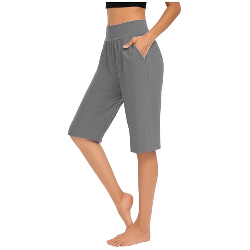 Cheyubny Capris for Seniors, Capri Pants for Women Summer Casual Capris Slacks Yoga Dress Pant Stretch High Waisted Work Pants with Pockets