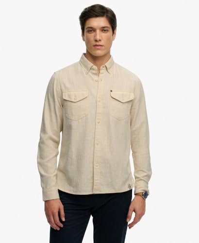 Superdry Merchant Lite L/S Shirt, Riff White, L Men's