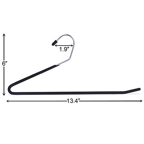 JS HANGER Non Slip Pants Hangers 20 Pack Open Ended Easy Slid Slacks Hangers, Durable Anti-Rust Space Saving Metal Jeans Hangers, Chrome and Black Friction