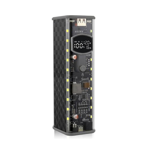 Bliaszors PD65W �p���[�o���N�P�[�X 8x18650 �p���[�o���N�o�b�e���[���[�{�b�N�X �}���[�d�o�b�e���[�z���_�[ LED���C�g�t�� USB+Type-C A