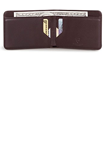 Image of Vaultskin MANHATTAN Slim RFID Blocking Bifold Leather Wallet for Men - Men's Leather Wallet, Front Pocket Minimalist Card Holder, Holds 9 Cards and Cash, Premium Italian Leather