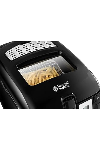 Russell Hobbs Electric Deep Fat Fryer, 3L Capacity/can Cook 1.2kg Food, Digital Timer, Large Observation Window, Non-Stick Coated pan, Adjustable Thermostat, Handle Lift System, 2300W, 24580