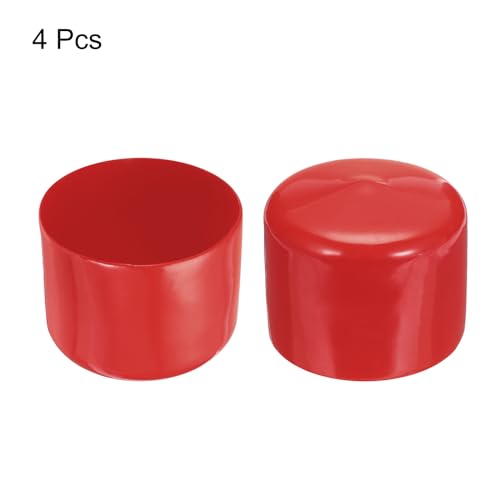 Image of uxcell 4pcs Rubber End Caps 57mm ID Vinyl Round End Cap Cover Screw Thread Protectors Red, 40mm Height