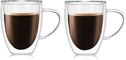 Maiitmor ダブルウォール グラス タンブラー マグカップ 二重構造 耐熱 カップ (450ml 2個セット)
