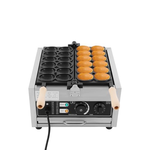 QIANMOON 12PCS Egg Shaped Waffle Maker, Electric Commercial Stainless Steel Nonstick Waffle Baker Machine Popular Snack Equipment New Belgium Waffle Baker Maker (Egg Shaped)