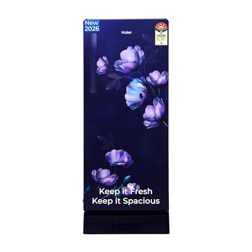 Haier 190L 4 Star Direct Cool Single Door Refrigerator | Toughened Glass Shelves | Fast Ice Making in Just 60 minutes | Large Veg Box| Easy Clean Back...