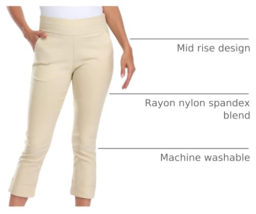 Image of HDE Pull On Capri Pant for Women w /Pockets Elastic Waist Cropped Work Pant