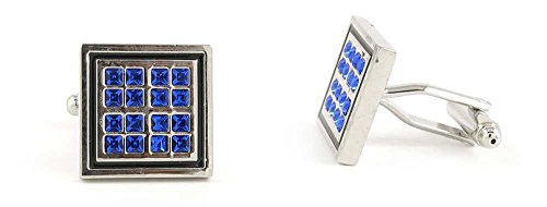 Par de mancuernas cuadradas azules para hombre miniatura 1