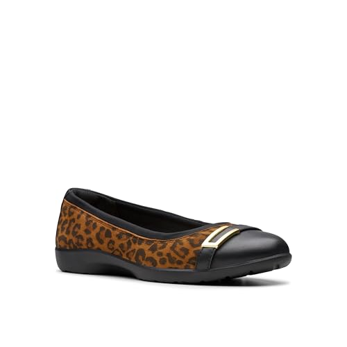 Clarks Collection Women's Meadow Rose Ballet Flat, Leopard Print Suede, 6 Wide US - image 8