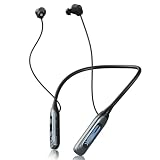 Caijin Cuffie Bluetooth sportive con cavo e archetto da collo, cuffie Bluetooth in-ear con cancellazione del rumore ENC, impermeabilità IPX6 e bassa latenza per fitness/ciclismo/ufficio (nero)