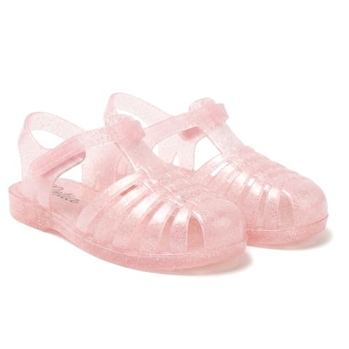 Image of Baby Kids Girls Gladiator Jelly Sandals Shoes with Sparkles Shiny Summer Shoes White Pink New UK (Pink, UK Footwear Size System, Little Kid, Women, Numeric, Medium, 8)