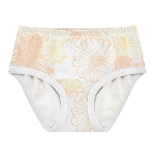 Cotton Girls Underwear Toddlers Floral Daisies Flowers Beige Girl Panties Cute Designer Kids Briefs Undies 2t