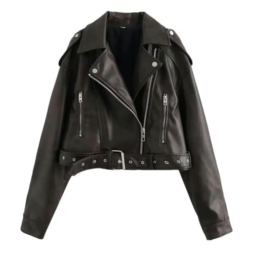 Veste courte en cuir pour femme idéale pour un look streetwear d'automne