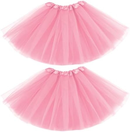 2 Stuks Roze Tutu Rok Voor Dames - 3-Laags Tule, One Size, Perfect Voor Feest & Verkleed