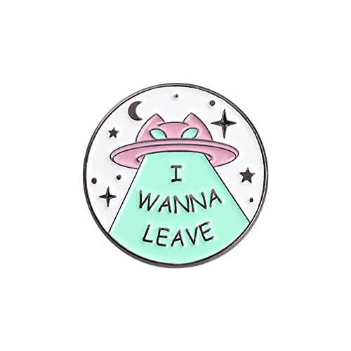 Women'S Brooches Pins Alien Cat Enamel Pins Funny Bag Brooch Lapel Badge Cartoon Science Fiction Jewelry Gift for Kids Friends,4