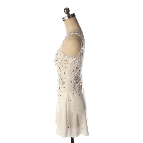 DIJITOO Vestido de patinação artística, vestido collant de dança de balé de ginástica, P, branco