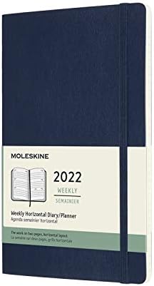 Moleskine Weekly Planner 2022, 12-Month Weekly Diary with Horizontal Layout, Weekly Horizontal Planner, Hard Cover, Pocket Size 9 x 14 cm, Colour Scarlet Red, 144 Pages